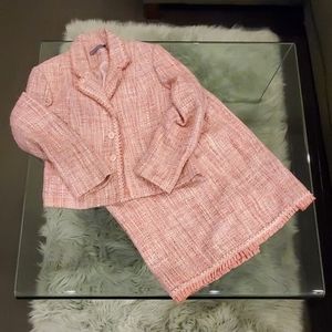 Vintage Designer Inspired Pink Tweed Skirt Suit